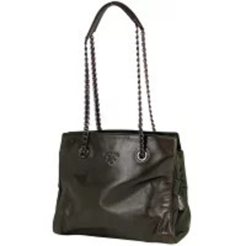 Prada Chain Tote Bag Shoulder Leather Brown Green